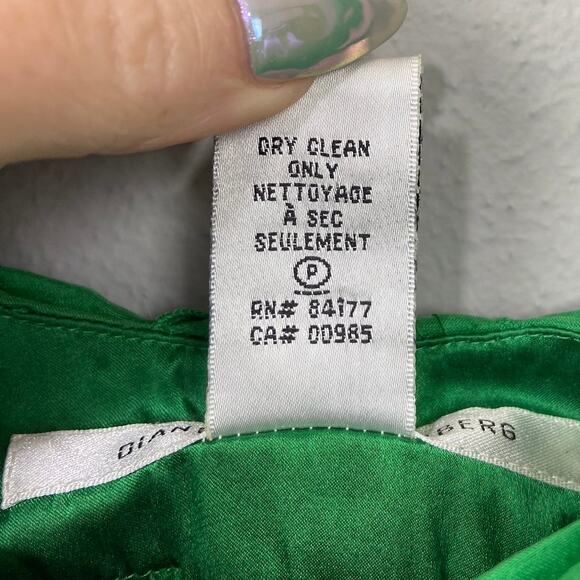Diane Von Furstenberg Silk Dress Sz 2 Cocktail Party Garden Wedding Guest Green - Picture 8 of 12